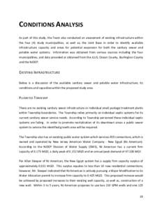 CONDITIONS ANALYSIS As part of this study, the Team also conducted an assessment of existing infrastructure within the four (4) study municipalities, as well as, the Joint Base in order to identify available infrastructu