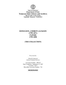 Tennessee / Andrew Jackson Donelson / Daniel Smith Donelson / Emily Donelson / John Donelson / Know Nothing / Fort Donelson / Andrew Jackson / Politics of the United States / Political parties in the United States