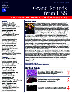 FALL 2012 VOLUME 3 ISSUE 3  Grand Rounds from HSS  MANAGEMENT OF COMPLEX CASES | RHEUMATOLOGY