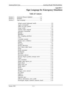 American Red Cross  Assisting People With Disabilities Appendix C  Sign Language for Emergency Situations