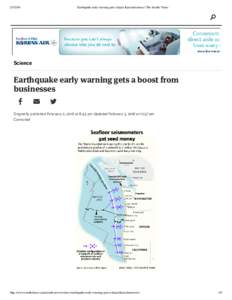 Earthquake early warning gets a boost from businesses | The Seattle Times 