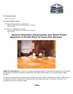 For immediate release: September 19, 2006 For more information, contact: Karin Stangl, Planning and Communication Director Office of the State Engineer/Interstate Stream Commission[removed]