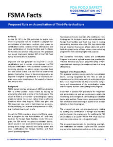 Subject Line   FSMA Facts  Proposed Rule on Accredita on of Third‐Party Auditors   Summary 