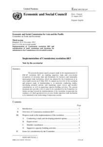 Implementation of Commission resolution 68/3