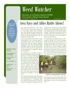 Weed Watcher Newsletter of the Potomac Highlands CWPMA A Partnership to Manage Invasive Species V O L U M E  I S S U E