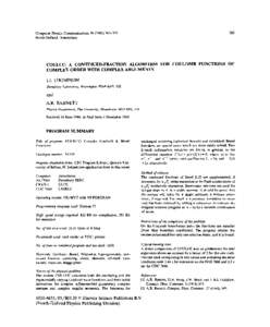 Computer Physics Communications[removed]372 North-Holland, Amsterdam 363  COULCC: A CONTINUED-FRACTION ALGORITHM FOR COULOMB FUNCTIONS OF