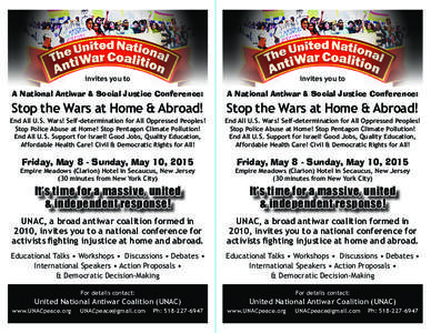 invites you to  invites you to A National Antiwar & Social Justice Conference: