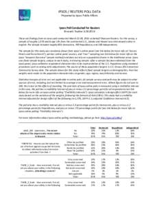 IPSOS / REUTERS POLL DATA Prepared by Ipsos Public Affairs Ipsos Poll Conducted for Reuters Brussels ToplineThese are findings from an Ipsos poll conducted March 22-28, 2016 on behalf Thomson Reuters. For the 