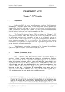 Environmental social science / Hygiene / Hawker centre / Severe acute respiratory syndrome / Public health / Environmental health / Health / Statutory boards of the Singapore Government / National Environment Agency