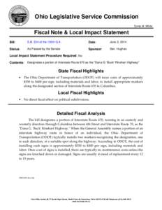Ohio Legislative Service Commission Tynita M. White Fiscal Note & Local Impact Statement Bill: