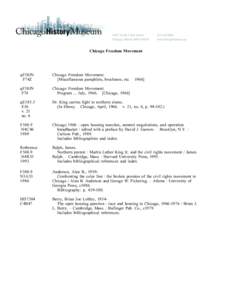 Chicago Freedom Movement / Martin Luther King /  Jr. / Chicago / Operation Breadbasket / Evanston /  Illinois / Chicago metropolitan area / Geography of Illinois / Geography of the United States