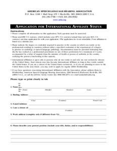 Application for International Affiliate Status