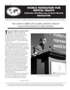 Issue 3, 2007  WORLD FEDERATION FOR MENTAL HEALTH Fédération Mondiale pour la Santé Mentale