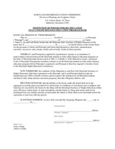 MARYLAND HIGHER EDUCATION COMMISSION Division of Planning and Academic Affairs th 6 N. Liberty Street, 10 Floor Baltimore, Maryland 21201