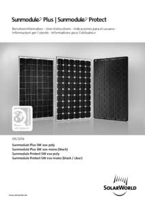 | Benutzerinformation - User Instructions - Indicaciones para el usuario Informazioni per l’utente - Informations pour l’utilisateurSunmodule Plus SW xxx poly Sunmodule Plus SW xxx mono (black)