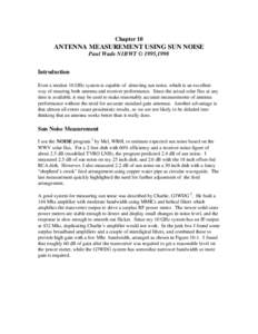 Chapter 10  ANTENNA MEASUREMENT USING SUN NOISE Paul Wade N1BWT © 1995,1998 Introduction Even a modest 10 GHz system is capable of detecting sun noise, which is an excellent