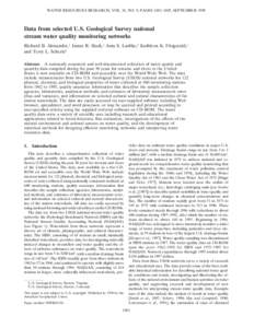 WATER RESOURCES RESEARCH, VOL. 34, NO. 9, PAGES 2401–2405, SEPTEMBER[removed]Data from selected U.S. Geological Survey national stream water quality monitoring networks Richard B. Alexander,1 James R. Slack,1 Amy S. Ludt