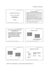 Fondamenti di Informatica  Fondamenti di Informatica - Overflow Fondamenti di Informatica - Overflow