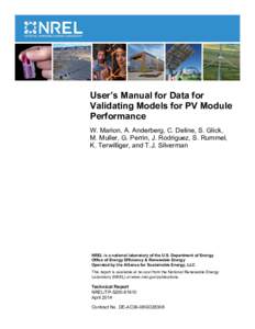 User’s Manual for Data for Validating Models for PV Module Performance