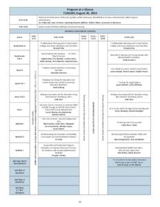 Program at a Glance TUESDAY, August 26, 2014 8:15–9:30 Welcome & Introduction of Keynote Speaker, Letitia Labrecque, Rehabilitation Services Administration (RSA) Program Administrator