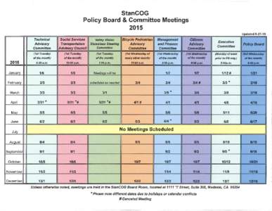 Stan COG Policy Board & Committee Meeti ngs 2015 UpdatedTechnical