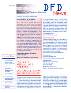 FA LL[removed]DFD News  Division of Fluid Dynamics Newsletter
