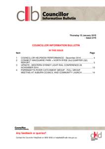 Thursday 15 January[removed]Issue 2/15 COUNCILLOR INFORMATION BULLETIN IN THIS ISSUE Item