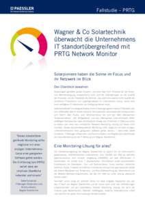 Fallstudie – PRTG  Wagner & Co Solartechnik überwacht die Unternehmens IT standortübergreifend mit PRTG Network Monitor