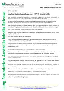 Page 1 of 2  Lung Foundation Australia Media Release www.lungfoundation.com.au 19TH NOVEMBER 2014