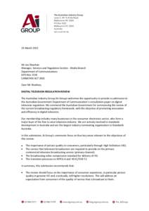 26 March[removed]Mr Joe Sheehan Manager, Services and Regulation Section - Media Branch Department of Communications GPO Box 2154