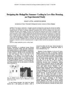 PLEA2009 - 26th Conference on Passive and Low Energy Architecture, Quebec City, Canada, 22-24 June[removed]Designing the Malqaf for Summer Cooling in Low-Rise Housing,
