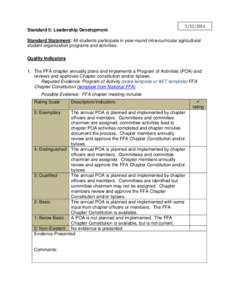 Standard 5: Leadership Development[removed]Standard Statement: All students participate in year-round intra-curricular agricultural student organization programs and activities.