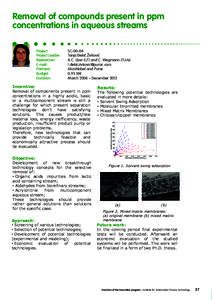 Removal of compounds present in ppm concentrations in aqueous streams Project: Project Leader: Researcher: E-mail: