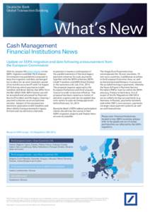 Deutsche Bank Global Transaction Banking What’s New Cash Management Financial Institutions News