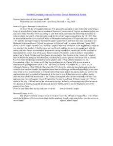 Southern Campaigns American Revolution Pension Statements & Rosters Pension Application of John Camper S9142 VA Transcribed and annotated by C. Leon Harris. Revised 14 Aug[removed]State of Virginia Botetourt County to wit.