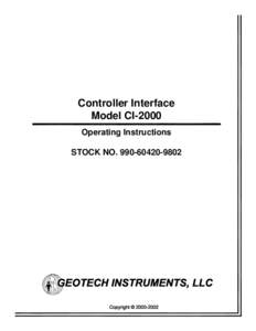 Controller Interface Model CI-2000 Operating Instructions STOCK NO  CONTROLLER INTERFACE