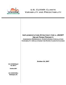 U.S. CLIVAR: Climate Variability and Predictability Implementation Strategy for a JSOST Near-Term Priority Assessing Meridional Overturning Circulation