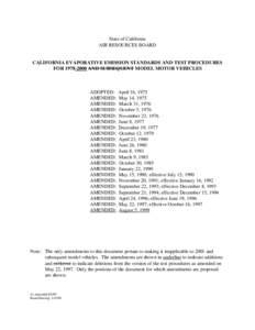 Rulemaking: Cal Evaporative Emission Standards and Test Procedures ForModel Motor Vehicles