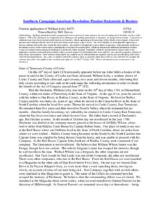 Southern Campaign American Revolution Pension Statements & Rosters Pension application of William Lofty S4571 Transcribed by Will Graves f15VA[removed]
