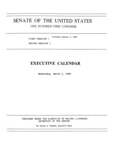 SENATE OF THE UNITED STATES ONE HUNDRED FIRST CONGRESS Convened January 3, 1989  FIR S T SESSION {