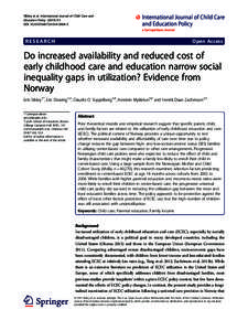 Do increased availability and reduced cost of early childhood care and education narrow social inequality gaps in utilization? Evidence from Norway