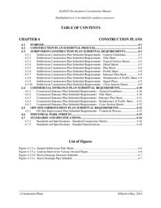 DelDOT Development Coordination Manual Highlighted text is included for guidance purposes. TABLE OF CONTENTS CONSTRUCTION PLANS
