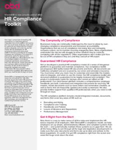 SharedHR is now proudly part of ABD  HR Compliance Toolkit One major component of meeting HR compliance is a well-thought-out,