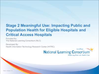 Stage 2 Meaningful Use Population and Public Health Measures