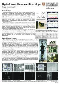 Optical surveillance on silicon chips Sergei Skorobogatov Computer Laboratory Security Group