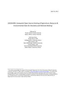 E-Science / Land management / Research / Geographic information systems / Agricultural research / GTAP / NanoHUB / International Food Policy Research Institute / Food and Agriculture Organization / Agriculture / Food politics / Cyberinfrastructure