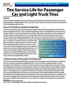 RAC 002  TIRE INFORMATION SERVICE BULLETIN - Issued August 19, 2009 Page 1 of 2 - Original