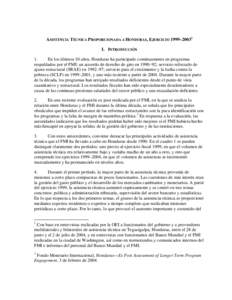 Oficina de Evaluación Independiente -- ASISTENCIA TÉCNICA PROPORCIONADA A HONDURAS, EJERCICIO 1999–2003