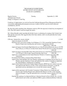 September 21, [removed]Board of Supervisors Minutes