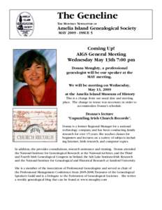 The Geneline THE MONTHLY NEWSLETTER OF  Amelia Island Genealogical Society